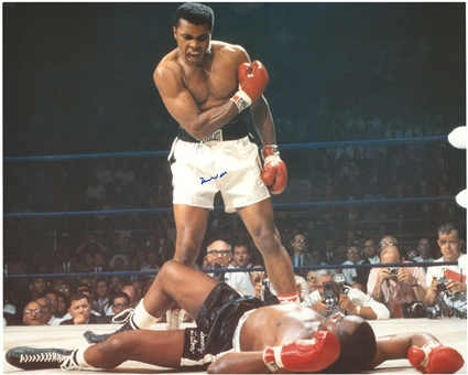 Muhammad Ali Signed 16x20 Photograph Standing Over Sonny Liston (JSA)